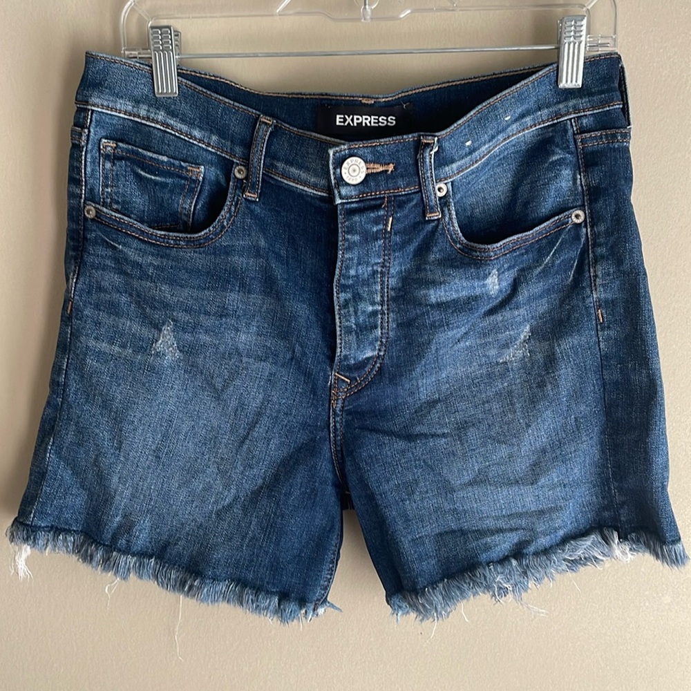 Express Midi Denim Shorts